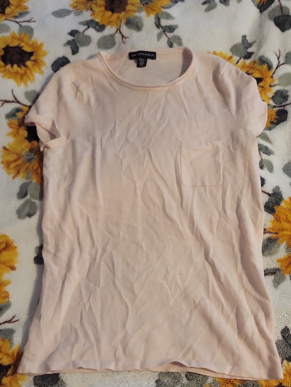 Saks Fifth Avenue Pale Blush Crewneck Pocket Tank